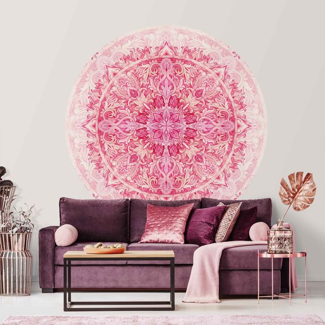 Aquarell Tapete Mandala Aquarell Ornament Muster pink
