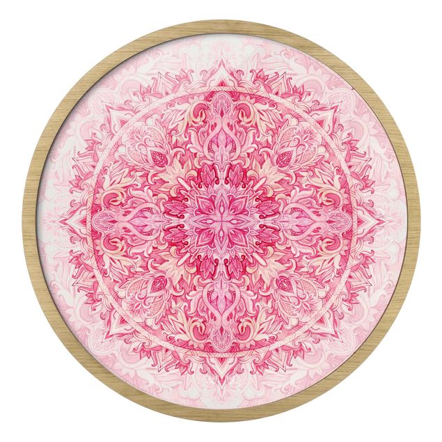 Wandbilder mit Rahmen Mandala Aquarell Ornament Muster pink
