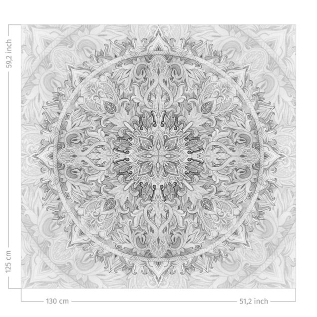 Vorhang Muster Mandala Aquarell Ornament Muster Schwarz-Weiß