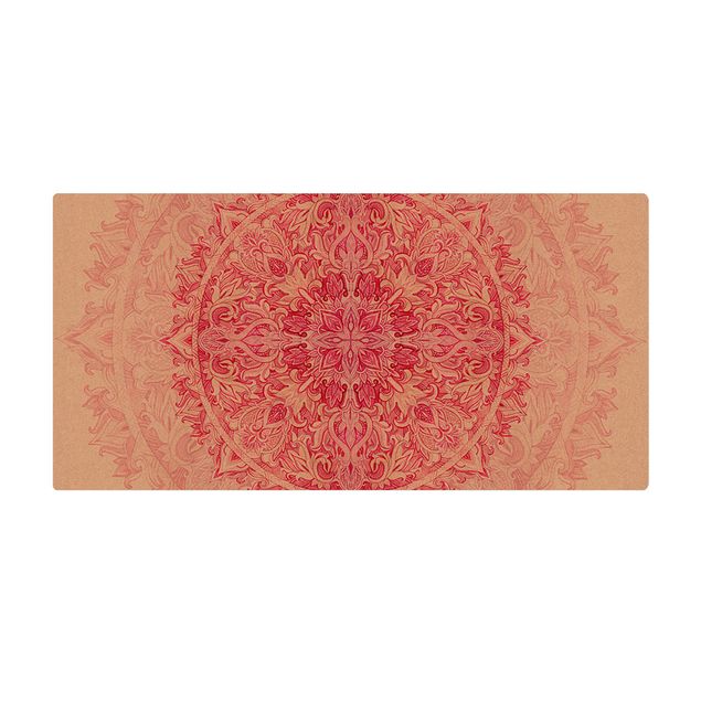 Kork-Teppich - Mandala Aquarell Ornament pink - Querformat 2:1