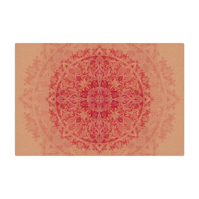 Kork-Teppich - Mandala Aquarell Ornament pink - Querformat 3:2