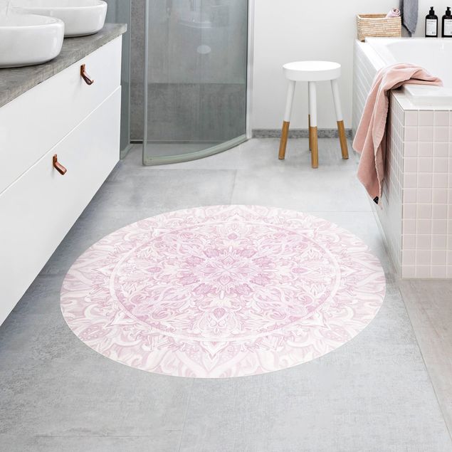 Teppich modern Mandala Aquarell Ornament rosa