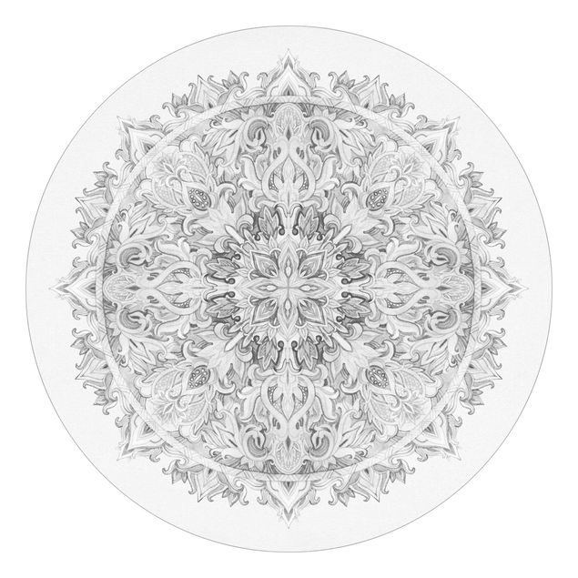 Tapete Mandala Mandala Aquarell Ornament schwarz weiß