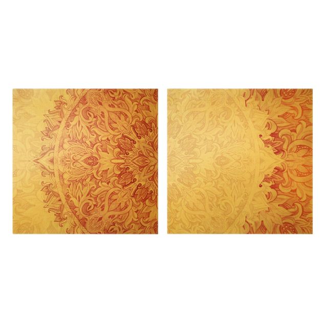 Bilder für die Wand Mandala Aquarell Ornament Set beige pink