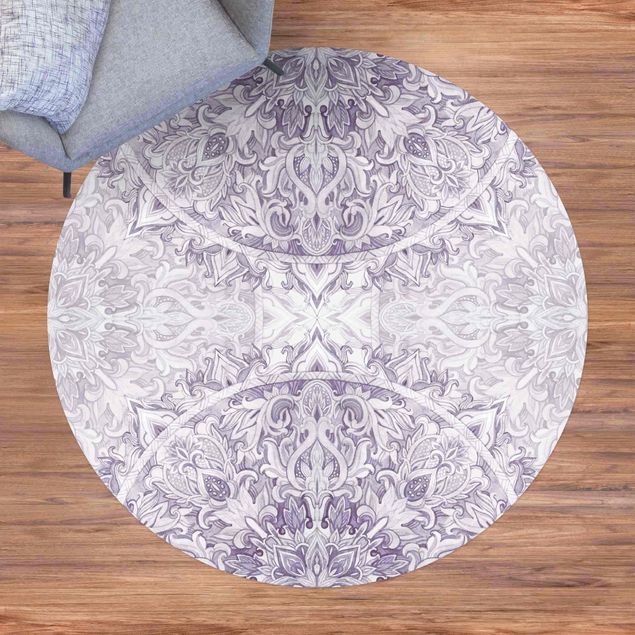 Aussen Teppich Mandala Aquarell Ornament violett