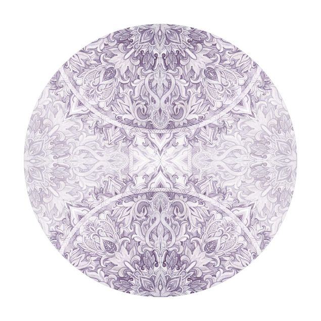 Runder Vinyl-Teppich - Mandala Aquarell Ornament violett