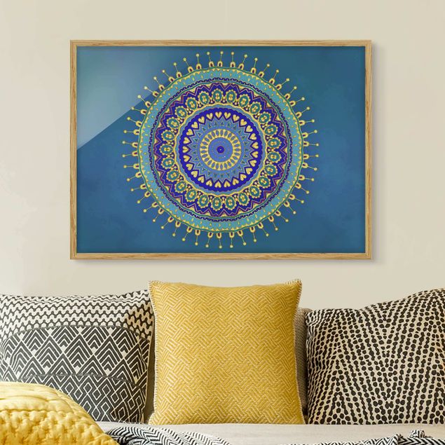 Schöne Wandbilder Mandala Blau Gold