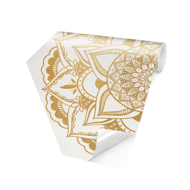 Moderne Tapeten Mandala Blume gold weiß