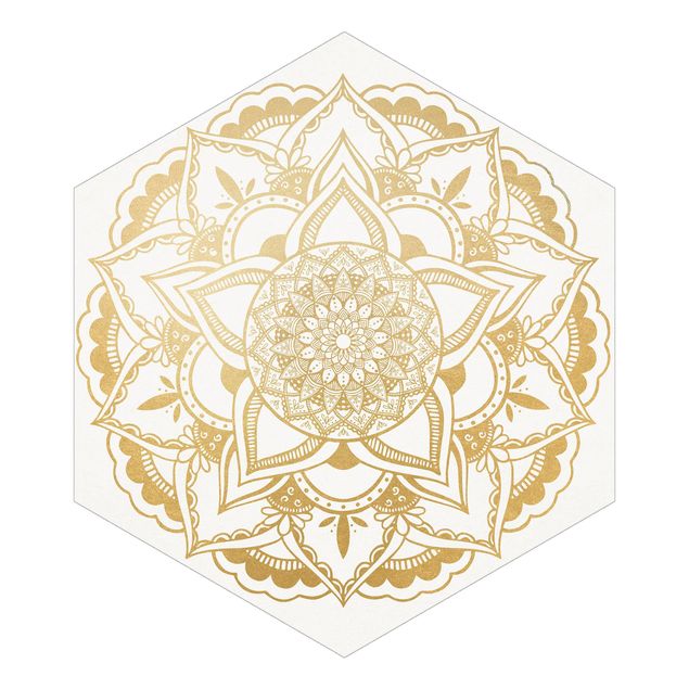 Tapete silber Mandala Blume gold weiß