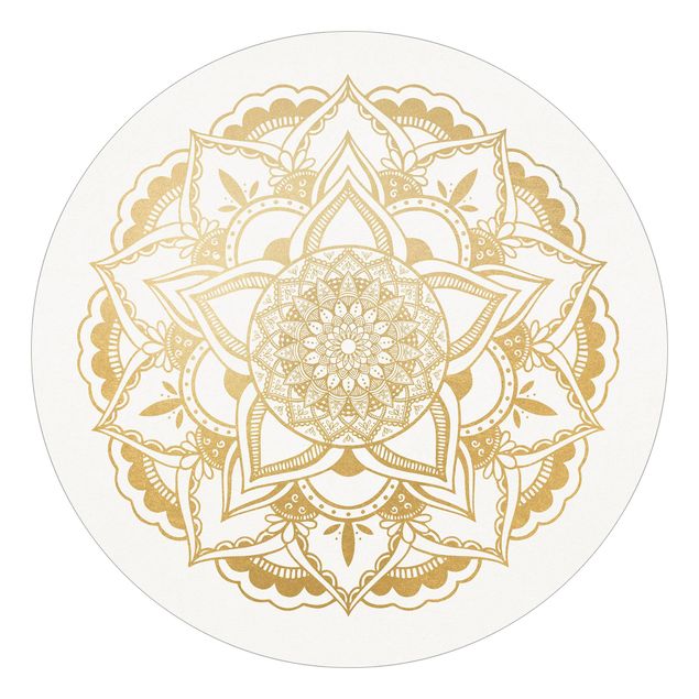 Tapete Mandala Blume gold weiß