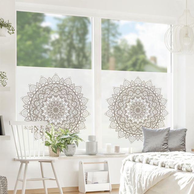 Fensterfolie Wohnzimmer Mandala Illustration Shabby