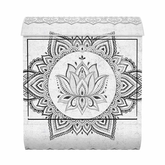 Briefkasten - Mandala Lotus Betonoptik