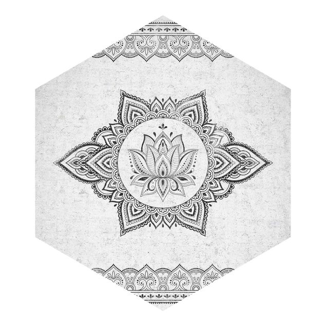 Tapete grau Mandala Lotus Betonoptik