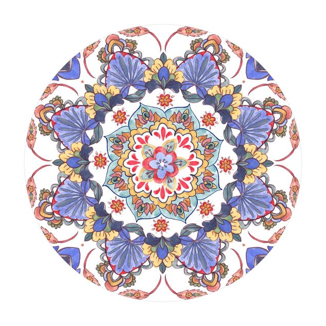 Runder Vinyl-Teppich - Mandala Meditation Hartha