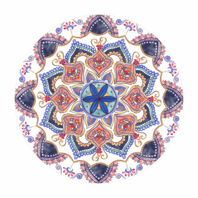 Runder Vinyl-Teppich - Mandala Meditation Mantra