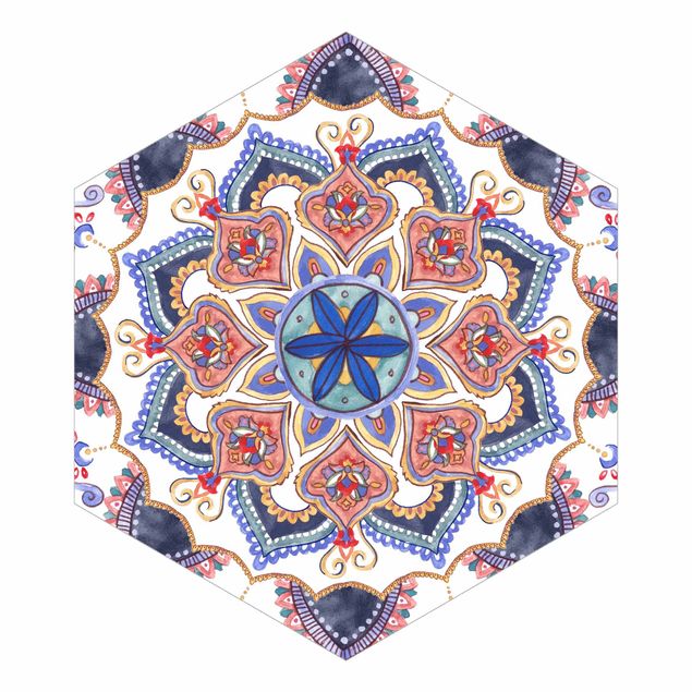 Tapete Hexagon Mandala Meditation Mantra