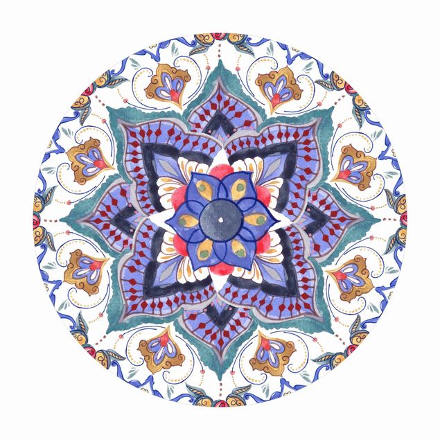 Runder Vinyl-Teppich - Mandala Meditation Namasté