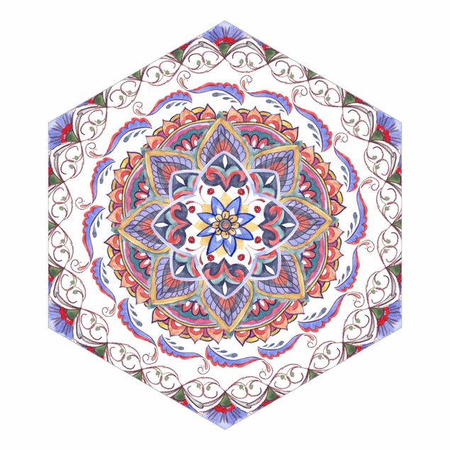 Hexagon Tapete Mandala Meditation Pranayama