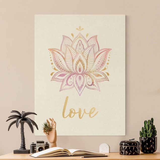 Wandbilder Sprüche Mandala Namaste Lotus Set gold rosa
