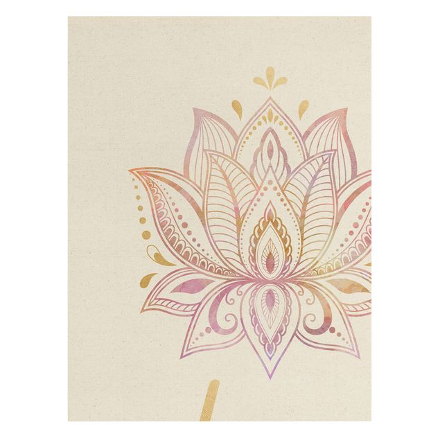 Leinwandbilder Mandala Namaste Lotus Set gold rosa