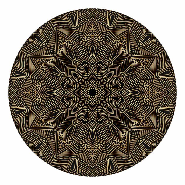 Tapete Mandala Stern Muster gold schwarz