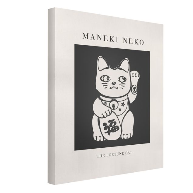 Leinwandbilder Schwarz-Weiß Maneki Neko - Die Glückskatze