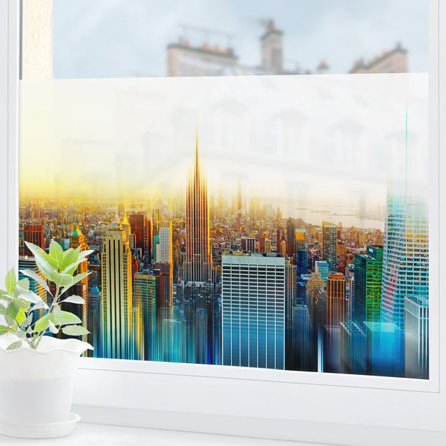 Fensterfolie Farbig Manhattan Abstrakt