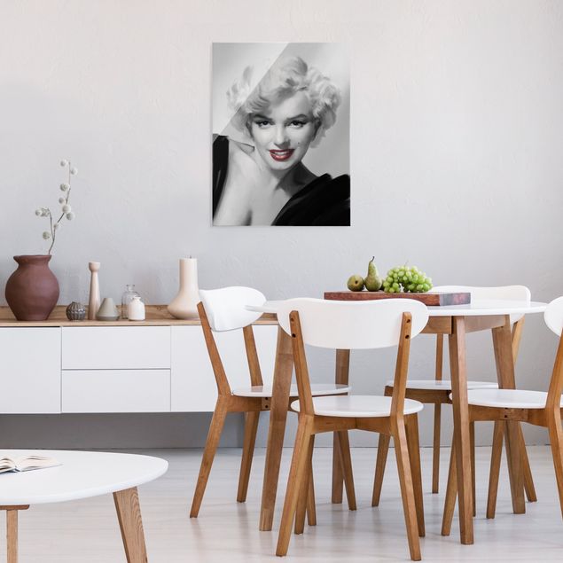 Glasbilder Marilyn auf Sofa