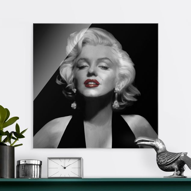 Glasbilder XXL Marilyn mit roten Lippen