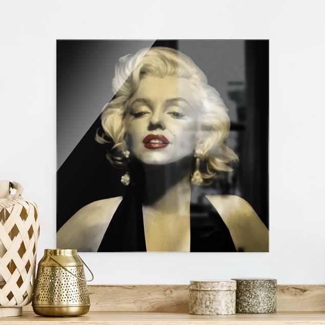 Glasbilder XXL Marilyn mit roten Lippen