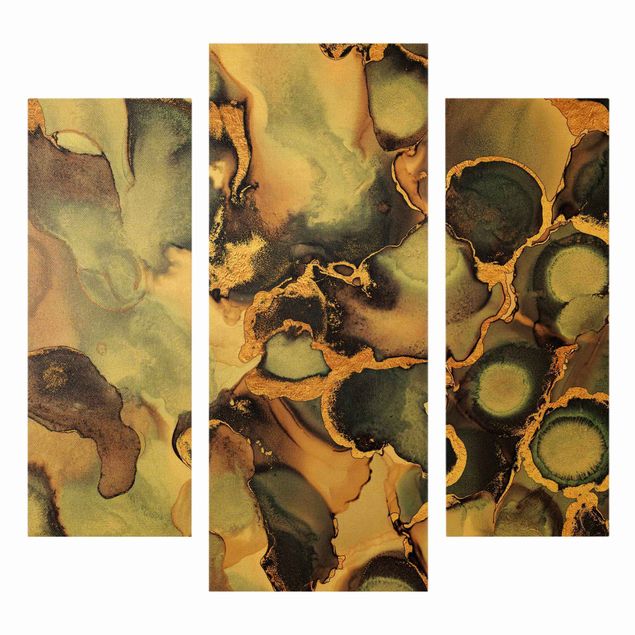 Kunstdrucke auf Leinwand Marmor Aquarell mit Gold