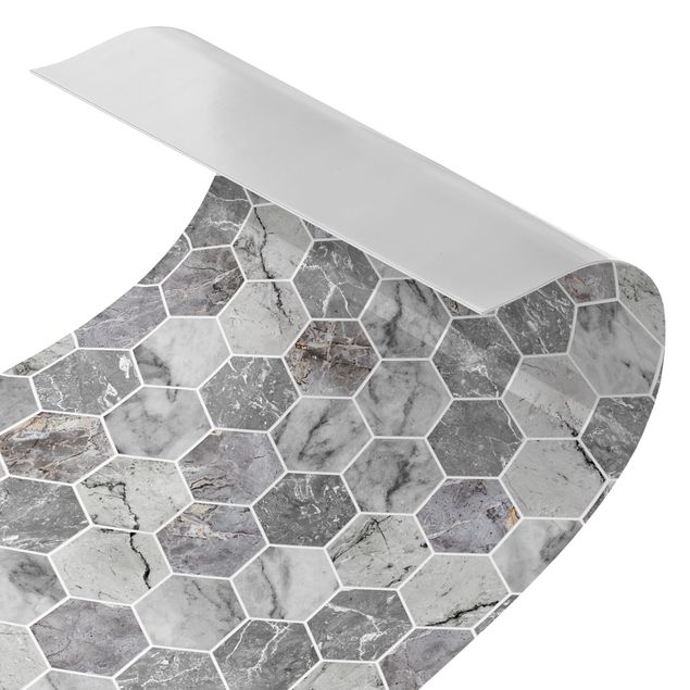 Duschrückwand - Marmor Hexagon Fliesen - Grau