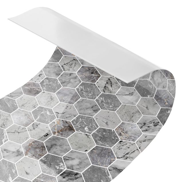 Spritzschutz Marmor Hexagon Fliesen - Grau