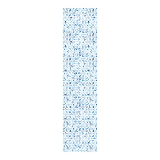 Schiebegardinen mit Motiv 3-teilig Marmor Hexagone Blaue Schattierungen