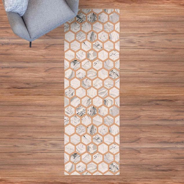 Teppiche Marmor Hexagone in Graustufen