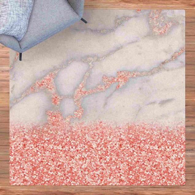 Teppiche Marmoroptik mit Rosa Konfetti