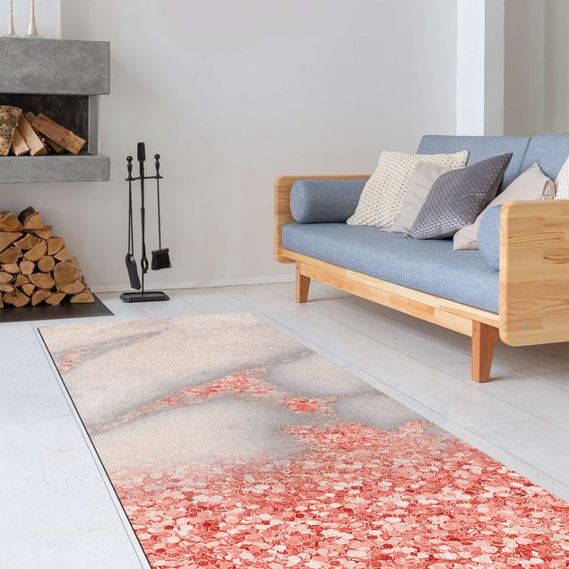 Moderne Teppiche Marmoroptik mit Rosa Konfetti