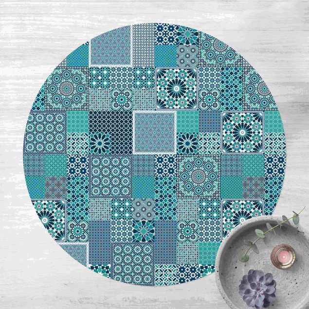 Teppiche Marokkanische Mosaikfliesen türkis blau