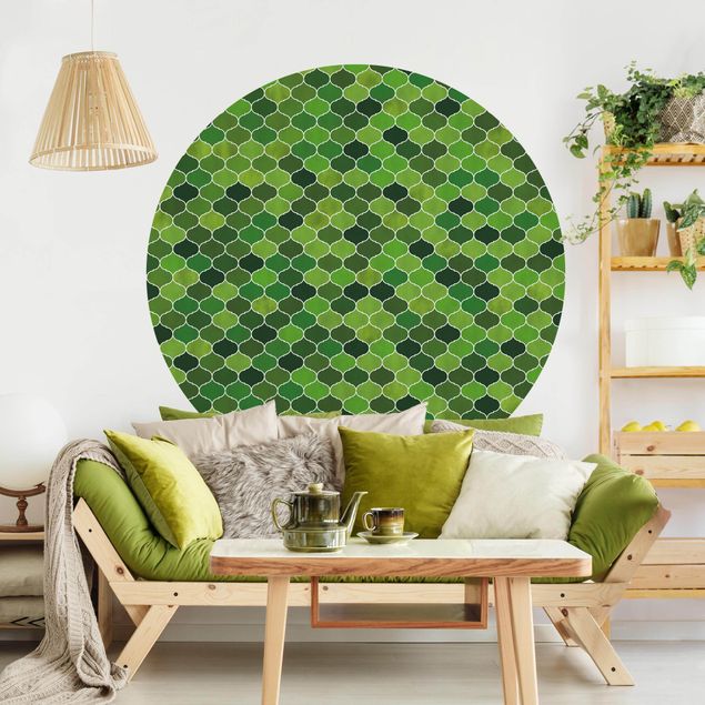 Aquarell Tapete Marokkanisches Aquarell Muster Grün