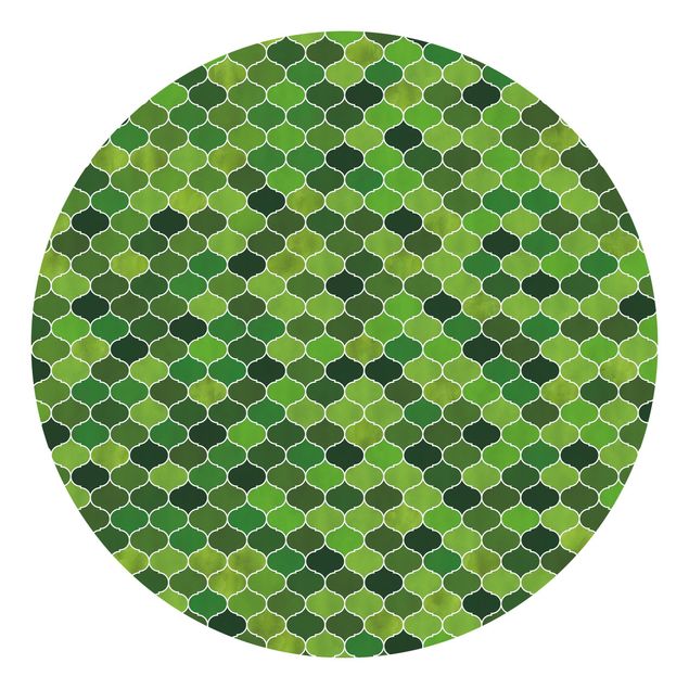 Tapete Marokkanisches Aquarell Muster Grün