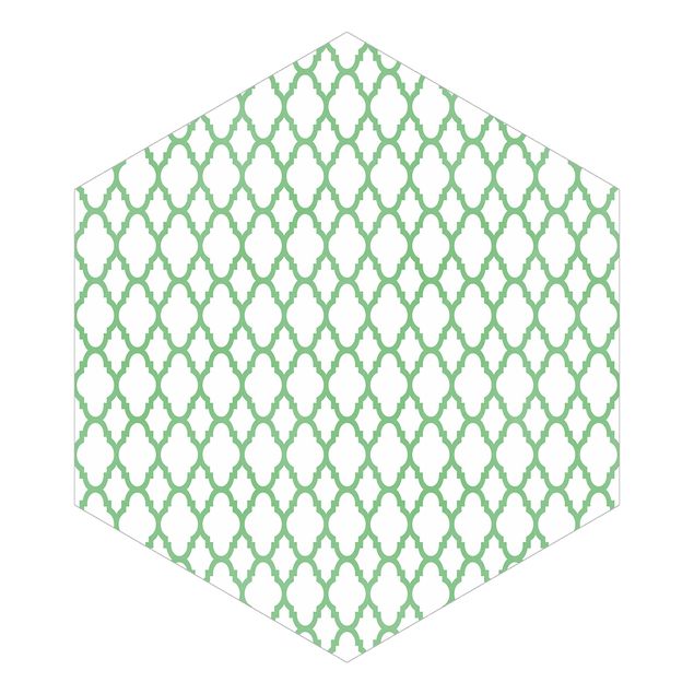 Tapete grün Marokkanisches Waben Linienmuster