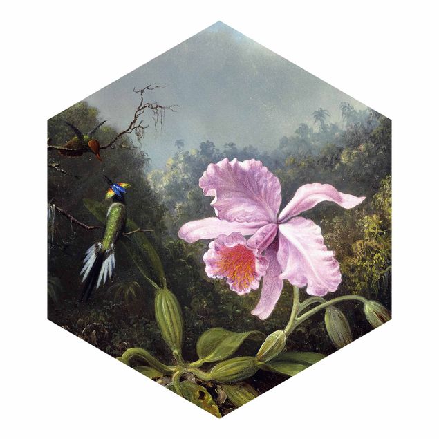Tiertapete Martin Johnson Heade - Stillleben mit Orchidee und zwei Kolibris