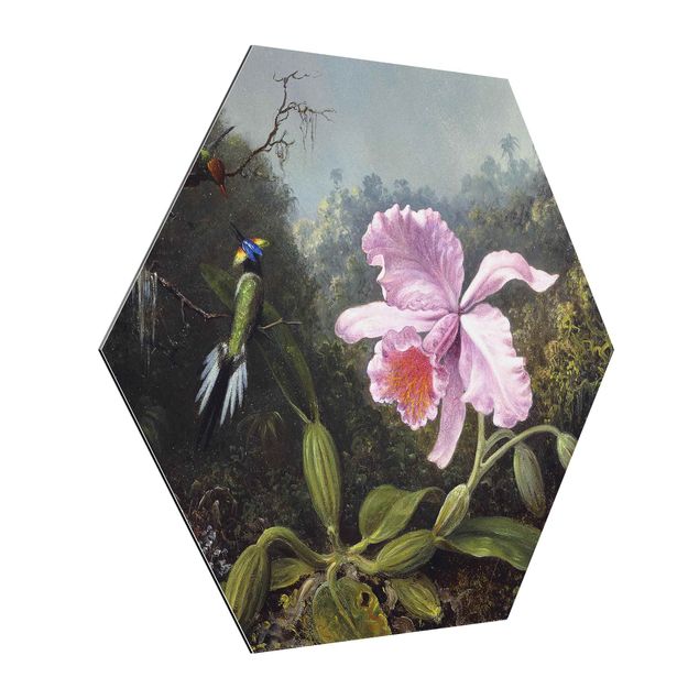 Foto auf Alu Dibond Martin Johnson Heade - Stillleben mit Orchidee und zwei Kolibris