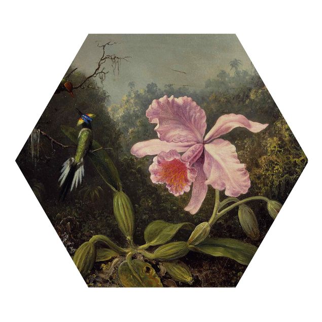 Kunstdrucke Martin Johnson Heade - Stillleben mit Orchidee und zwei Kolibris