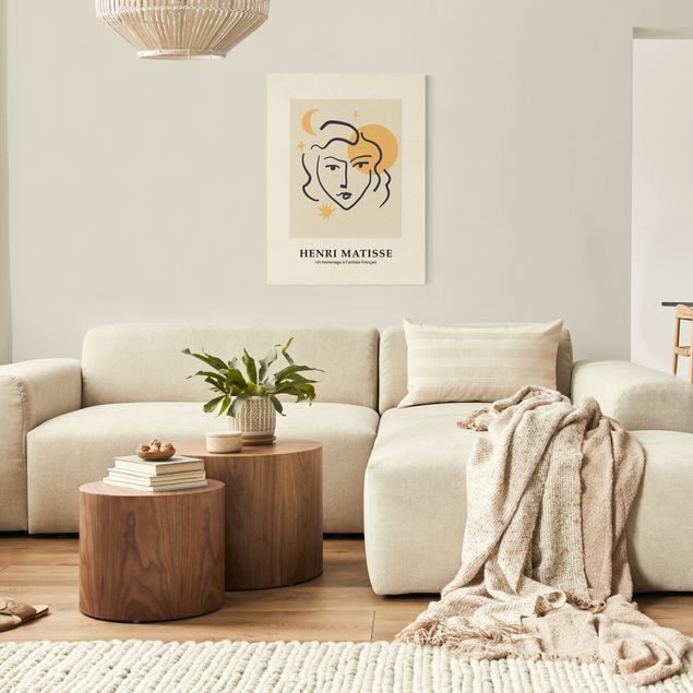 Wandbilder Wohnzimmer modern Matisse Hommage - Frauengesicht