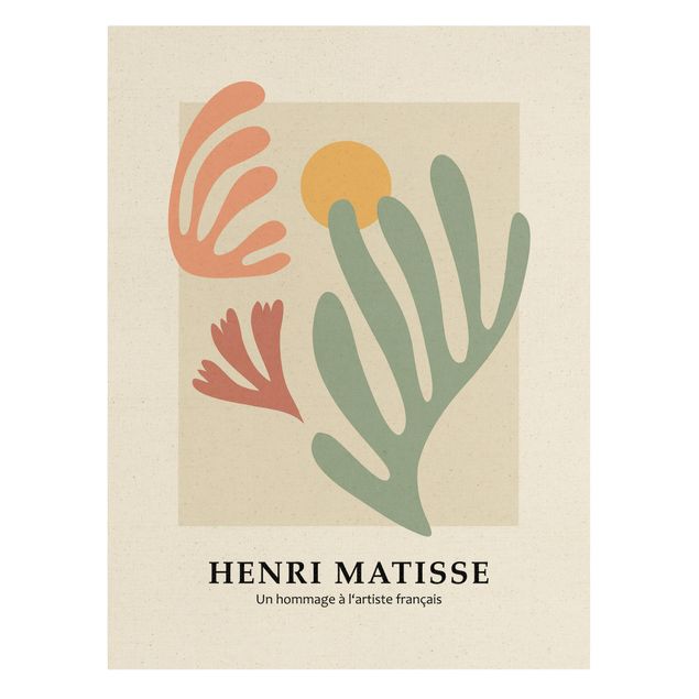 Leinwandbild Natur - Matisse Hommage - Sonne mit Pflanze - Hochformat 3:4