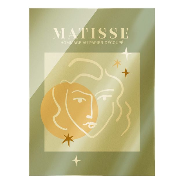 Glas Wandbilder Matisse Interpretation - Gesicht und Sterne