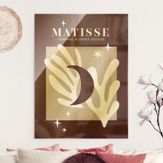 Wandbilder abstrakt Matisse Interpretation - Mond und Sterne Rot