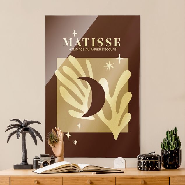 XXL Glasbilder Matisse Interpretation - Mond und Sterne Rot