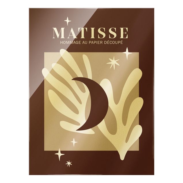 Glas Wandbilder Matisse Interpretation - Mond und Sterne Rot